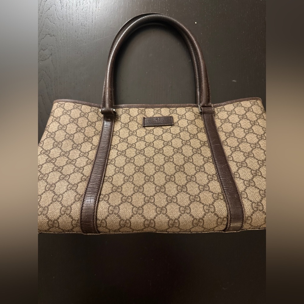 Gucci GG Supreme Canvas Tote Brown | Leather Trim | Authentic w COA - Picture 2 of 14